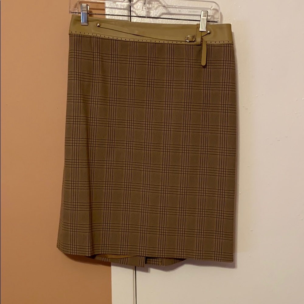 BCBG MaxAzria Plaid Tan Skirt